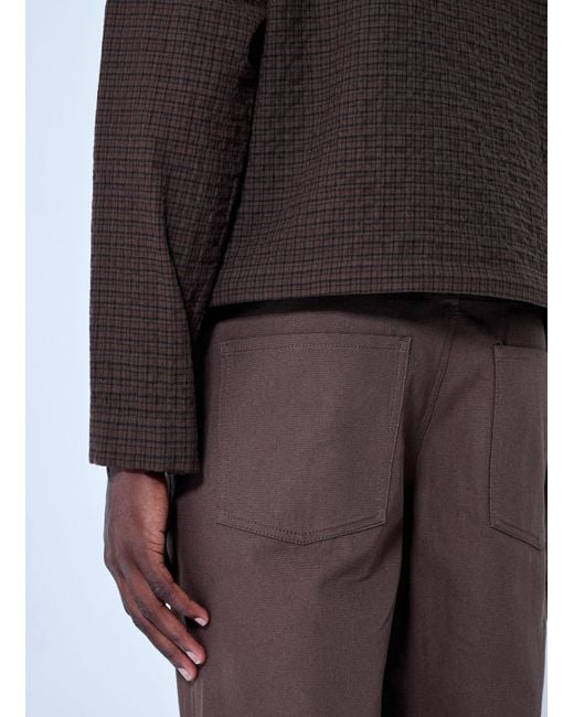 Moncler Brown Checked Zip-Up Jacket for men