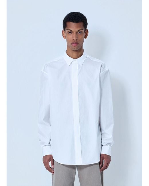 The Row White Cotton Poplin Long-Sleeve Shirt for men