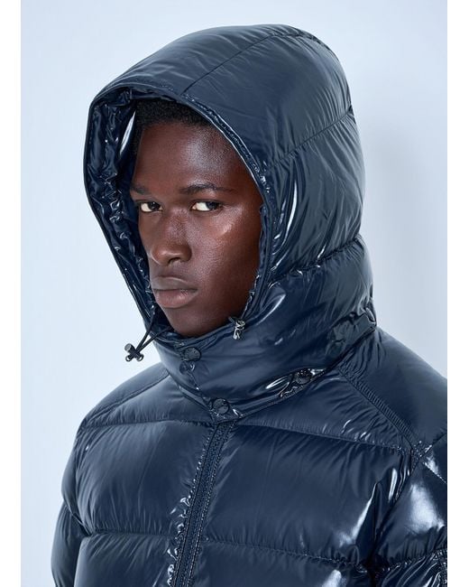 Moncler Blue Maya Hooded Short Down Jacket for men