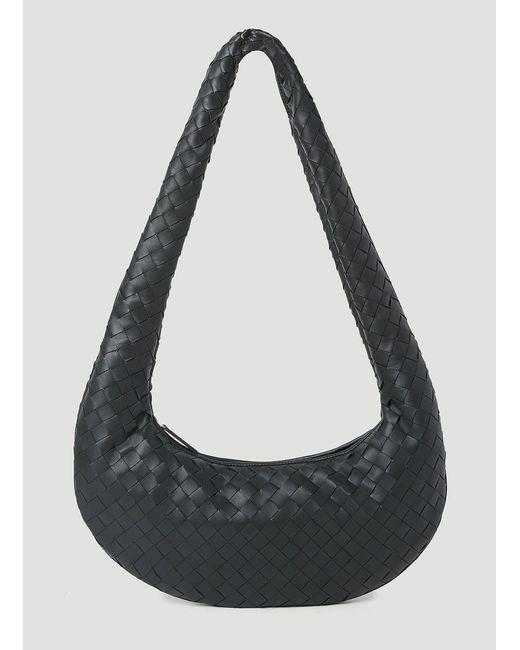 Bottega Veneta Black Intrecciato Leather Crossbody Bag for men