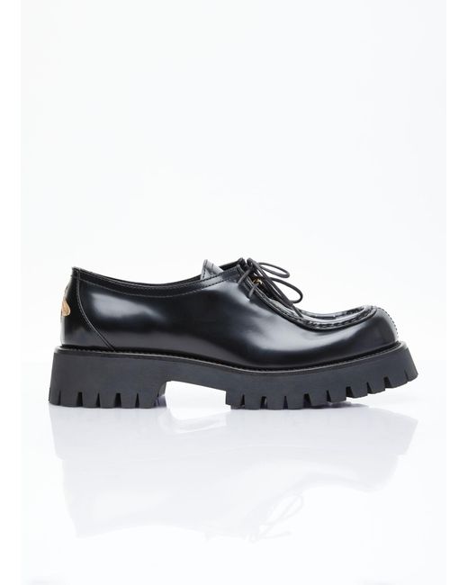 Gucci Black Bee Leather Lace-up Shoes