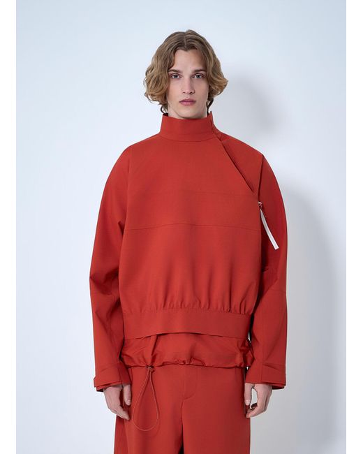 Lacoste Red Asymmetric Zip Jacket for men