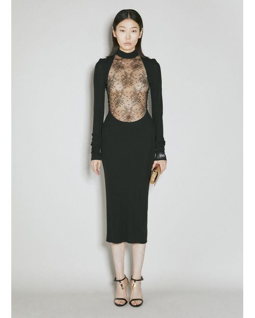 Dolce & Gabbana Black Chantilly Lace Insert Jersey Dress