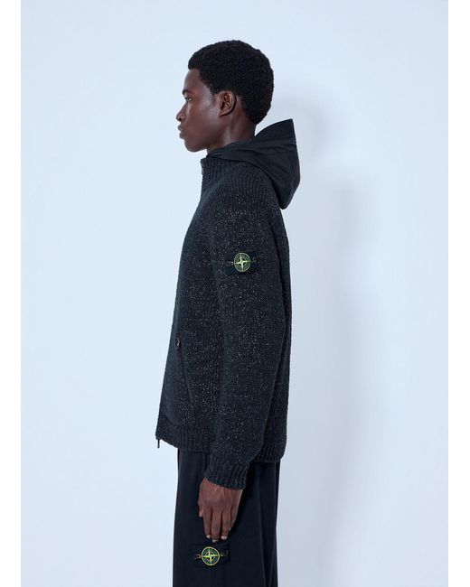 Stone Island Blue Textured Knit Jacket for men