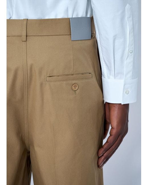 Balenciaga Natural Wide Leg Cotton Chino Pants for men