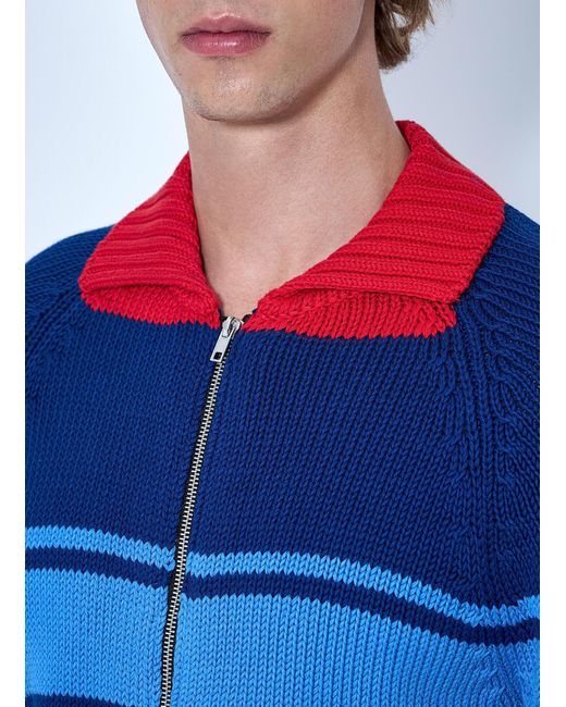 Marni Blue Zip-Up Knit Cardigan for men