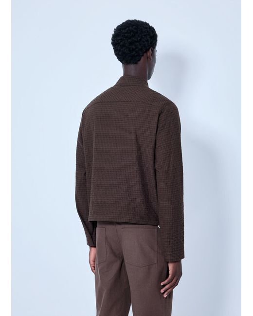 Moncler Brown Checked Zip-Up Jacket for men