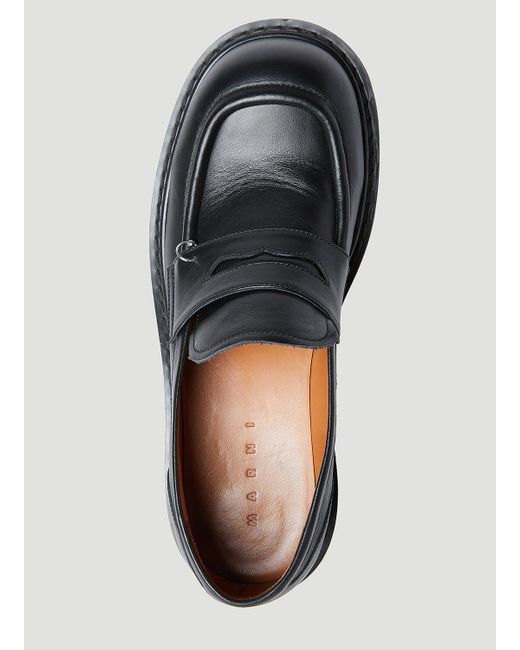 Marni Black Pierced Leather Loafers for men