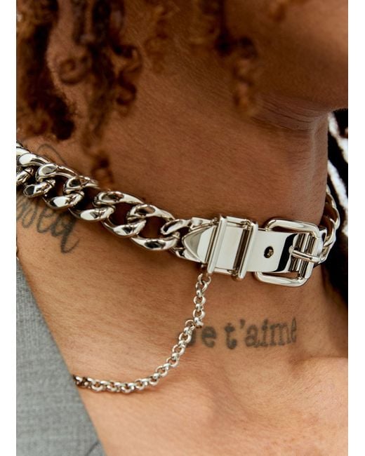 Acne Black Buckle Chain Necklace for men