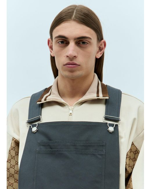Gucci Blue Logo Patch Dungarees for men