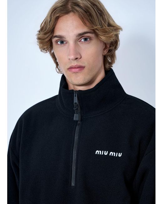 Miu Miu Blue Half-Zip Fleece Sweatshirt