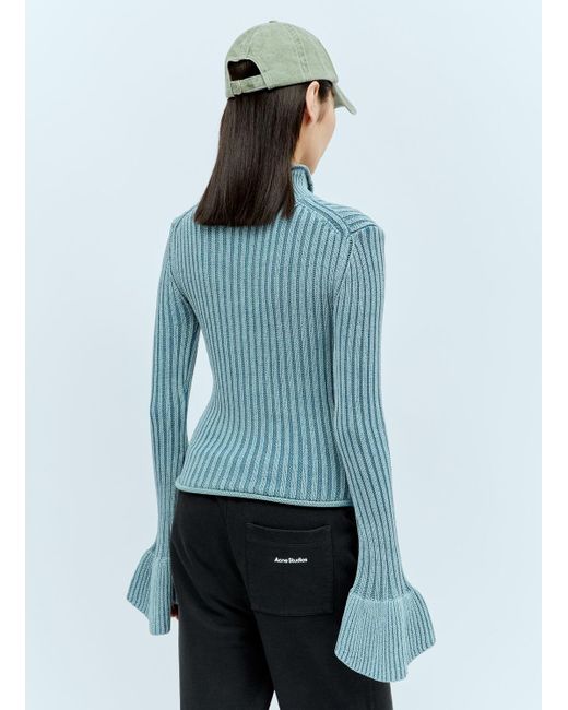 Acne Blue Ruffled Sleeves Sweater