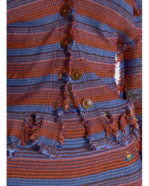 Vivienne Westwood Purple Stripe Broken-stitch Knit Cardigan