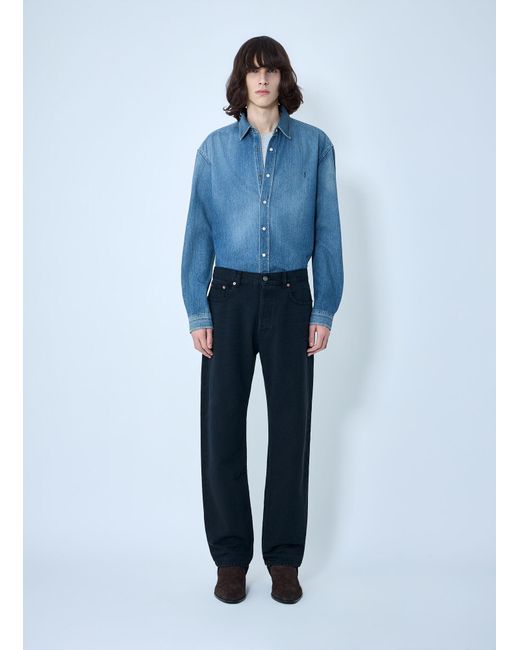 Saint Laurent Blue Cassandre Denim Shirt for men
