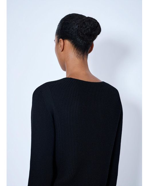 Rick Owens Black Deep V-Neck Ribbed Sweater