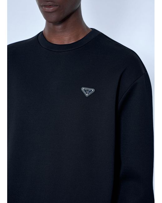 Prada Blue Technical Cotton Sweatshirt for men