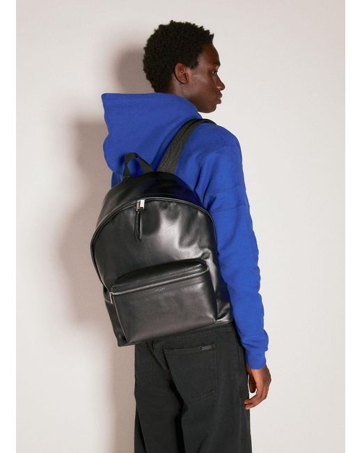 Saint Laurent Blue City Leather Backpack for men