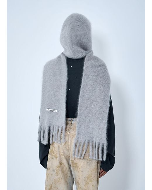 Acne Blue Fringed Wool Scarf