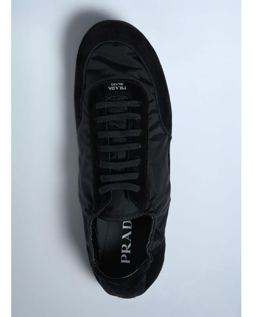 Prada Black Collapse Re-Nylon And Suede Sneakers for men