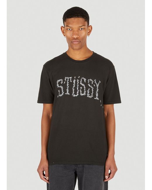 Stussy Black Ants Logo Print T-shirt for men