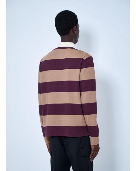 Moncler Red Striped Rugby Shirt for men