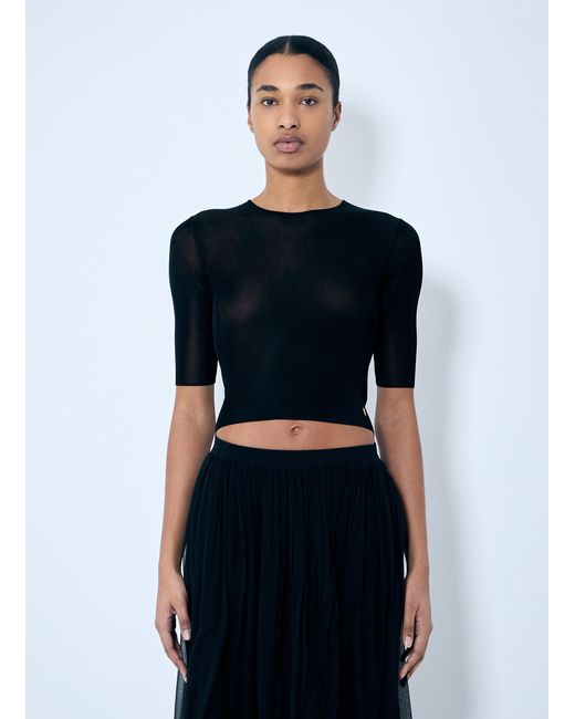 Saint Laurent Black Cropped Top With Cassandre