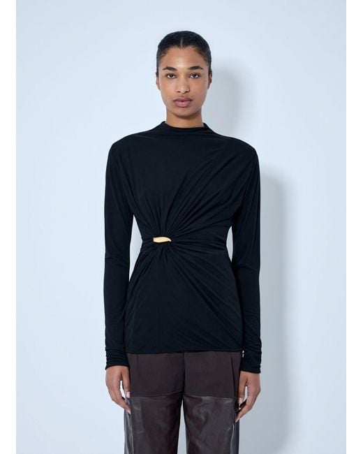 Bottega Veneta Blue Twist Detail Long Sleeve Top