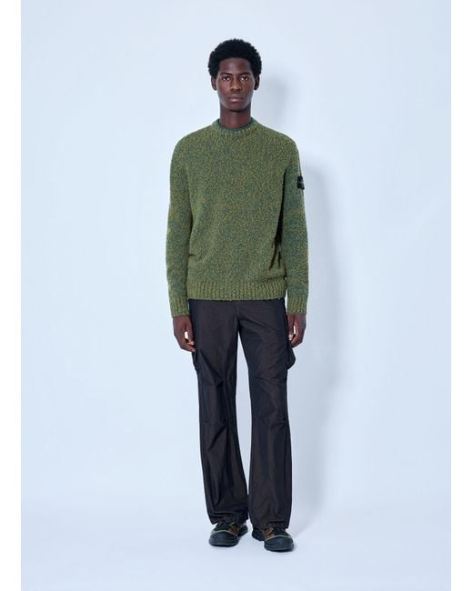 Stone Island Green Crewneck Textured Knit Sweater for men