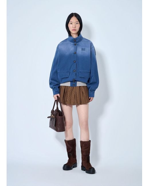 Miu Miu Blue Old Washed Twill Blouson Jacket