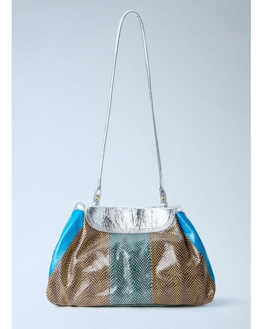 Dries Van Noten Blue Textured Leather Shoulder Bag