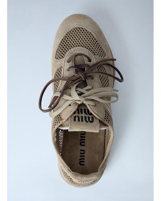 Miu Miu White Rope And Suede Sneakers