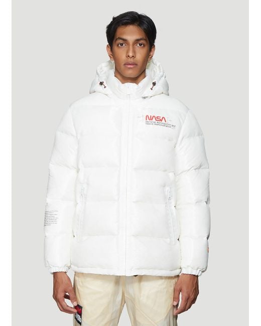 Heron Preston Nasa Puffer Jacket In White for men