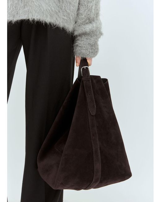 Totême Black Belted Suede Tote Bag