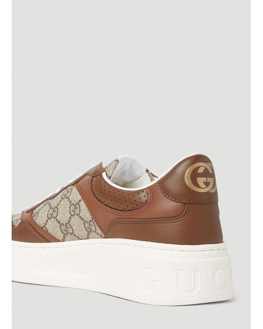 Gucci Brown GG Supreme Canvas & Leather Sneaker