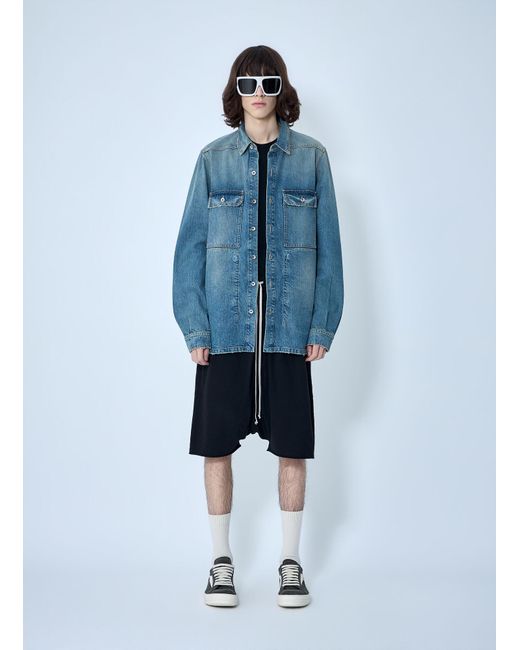 Rick Owens Blue Drkshdw Denim Overshirt Jacket for men