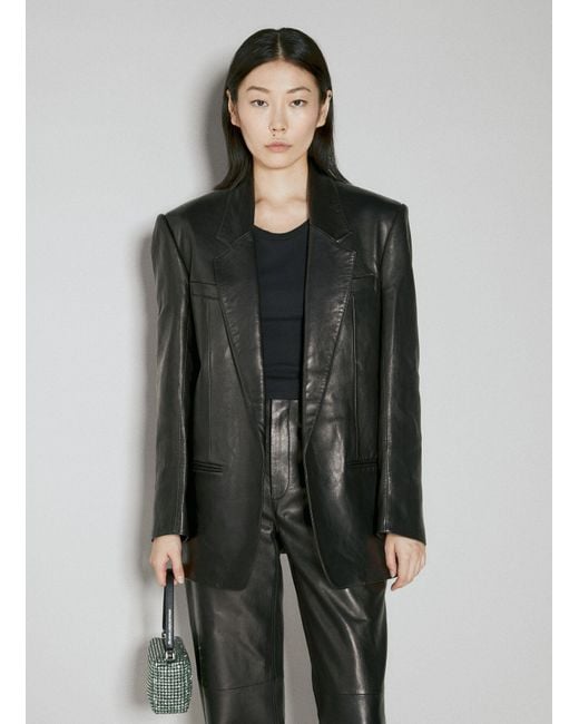 Alexander Wang Gray Drapey Oversized Leather Blazer
