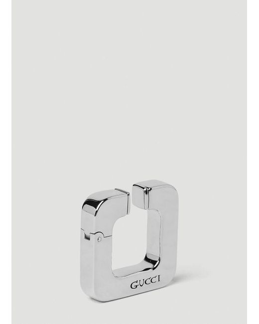 Gucci Logo Engraved Ear Cuff in White | Lyst UK