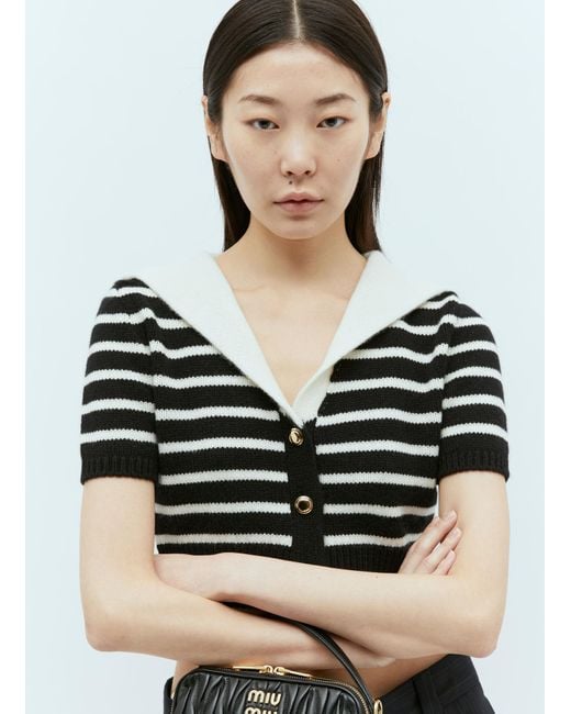 Miu Miu Black Cashmere Striped Top
