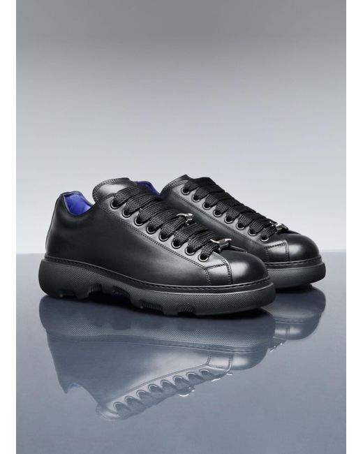 Burberry Gray Ranger Leather Sneakers for men