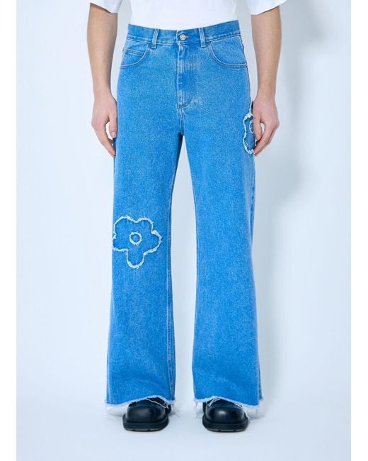 Marni Flower Patch Wide-Leg Jeans in Blue for Men | Lyst