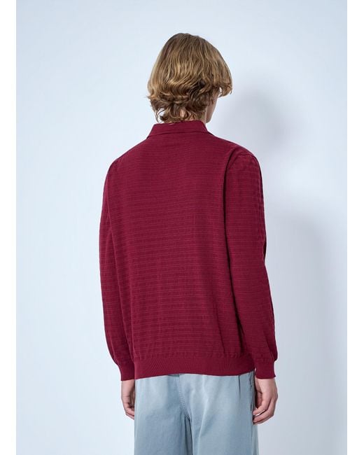 Miu Miu Red Striped V-Neck Polo Shirt for men