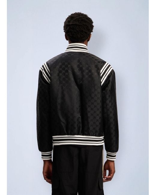 Palm Angels Black Monogram Jacquard Bomber Jacket for men