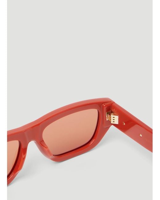 Bottega Veneta Pink Bolt Rectangular Sunglasses