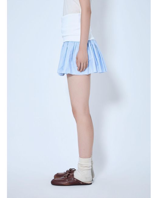 Miu Miu Blue Jersey And Poplin Mini Skirt