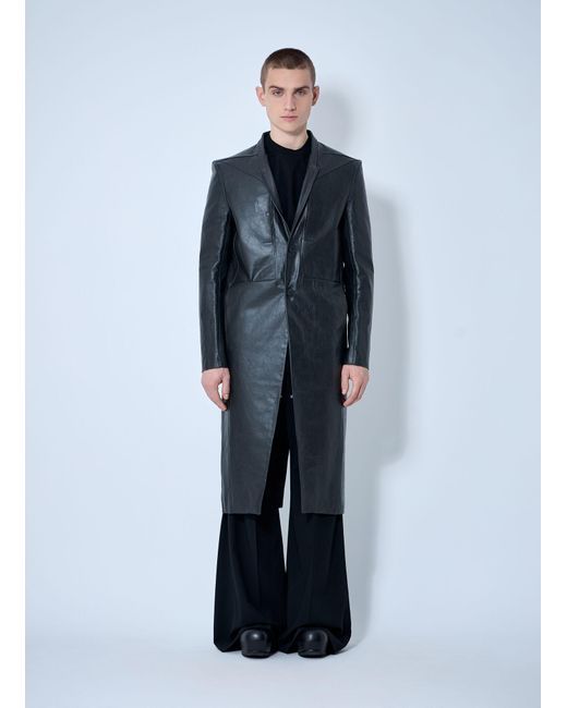 Rick Owens Blue Leather Lido Coat for men
