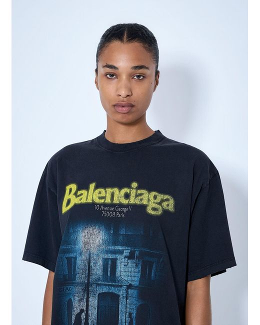 Balenciaga Blue The Address Medium Fit T-Shirt