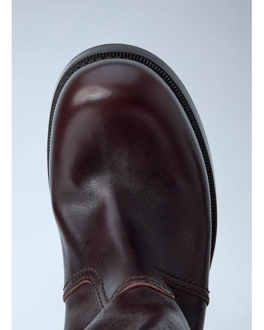 Prada Brown Leather Mid-Calf Boots