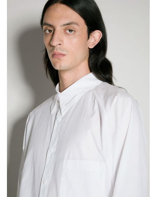 Yohji Yamamoto White Broad A-ashymme Notched Shirt for men