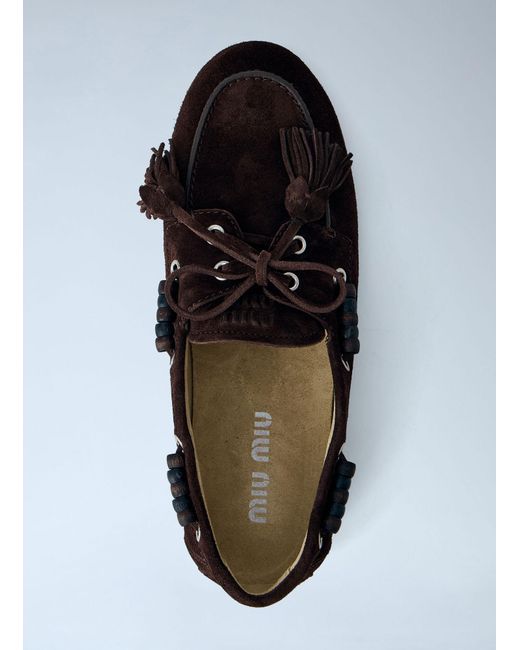 Miu Miu White Suede Tassel Loafers