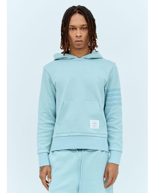 Thom Browne Blue Four-bar Hooded Sweatshirt for men